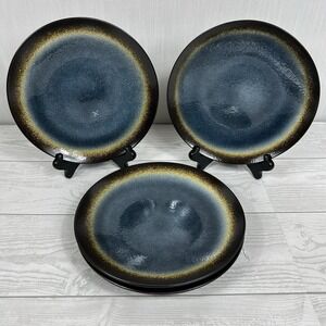 Set of 4 Baum Brothers Galaxy Coupe Denim Blue w/halo Salad Plate 8 1/4" Discont